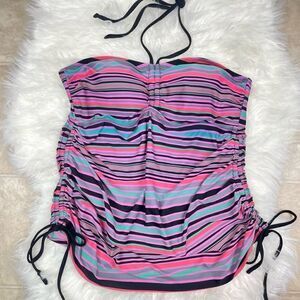 Liz Lange Maternity bathing suit M striped,strapless,colorful, halter